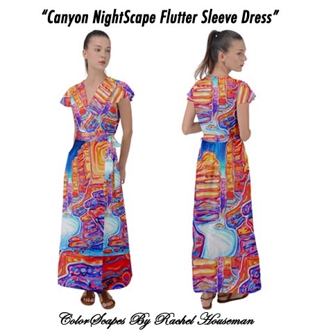 Flutter Sleeve Dress, ColorScapes, Fine Art Fashions, Dress, Desgner, Fashions