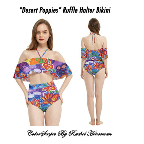 Ruffle Halter Bikini, Swimwear, Designer Bikini, Bathing Suit, Swimsuit, Color