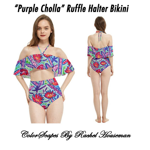Ruffle Halter Bikini, Swimwear, Designer Bikini, Bathing Suit, Swimsuit, Color