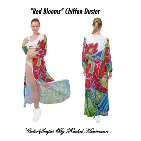 Chiffon Duster, Duster, Beach Cover, Cover-Up, Beach Gear, Kimono, Colorful