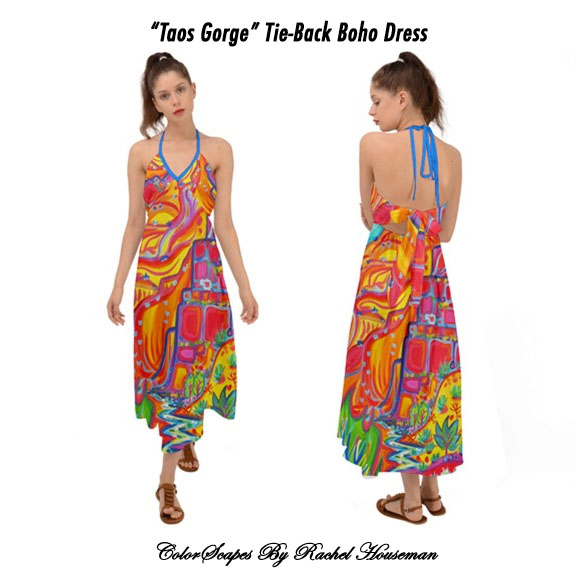 Tie-Back Boho Dress, Maxi Dress, Colorful Fashions, ColorScapes Fine Art Fashion