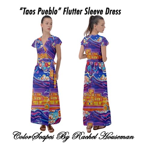 Flutter Sleeve Dress, ColorScapes, Fine Art Fashions, Dress, Desgner, Fashions