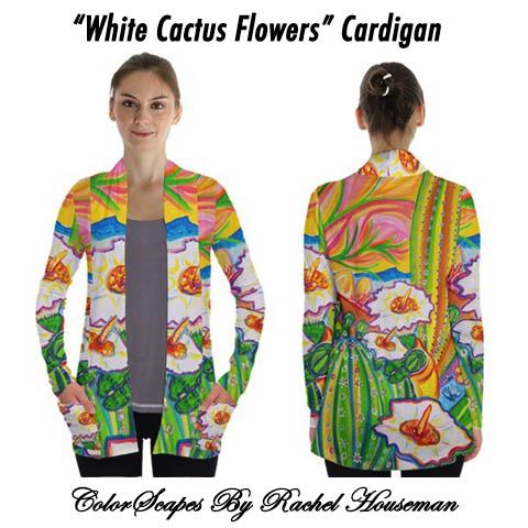 Rachel Houseman, Designer, Cardigan, Cactus Flower, ColorScapes, Santa Fe Artist