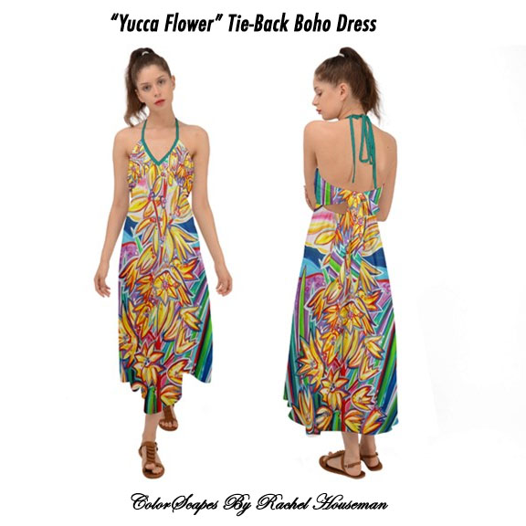 Tie-Back Boho Dress, Maxi Dress, Colorful Fashions, ColorScapes Fine Art Fashion